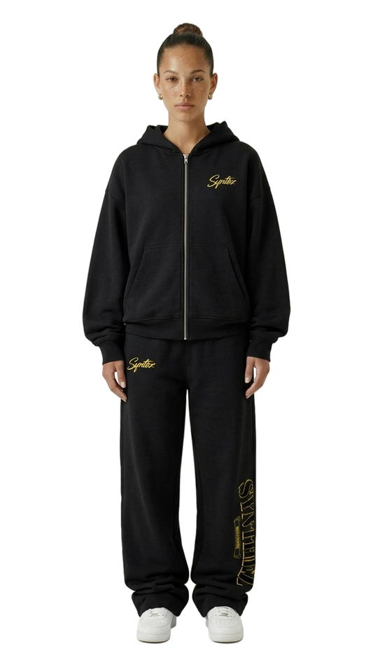 CHROME TRACKSUIT BLACK/YELLOW BUNDLE (JOGGER + ZIPPER)