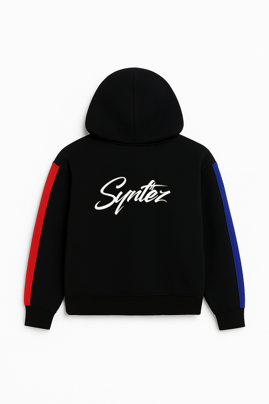 HOODIE STRIPES BLACK/BLUE/RED