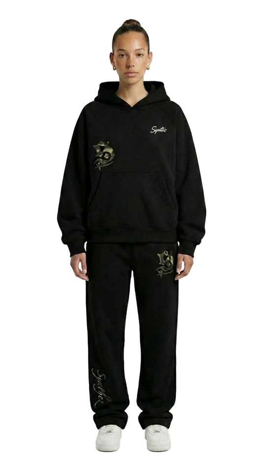 CAMOUFLAGE TRACKSUIT BUNDLE BLACK (JOGGER + HOODIE)