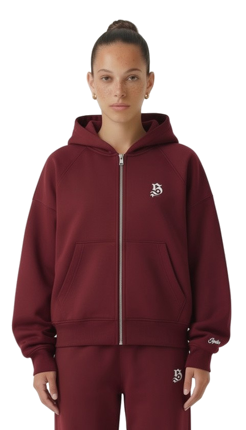 Tracksuit basic zipper wine red für Frauen