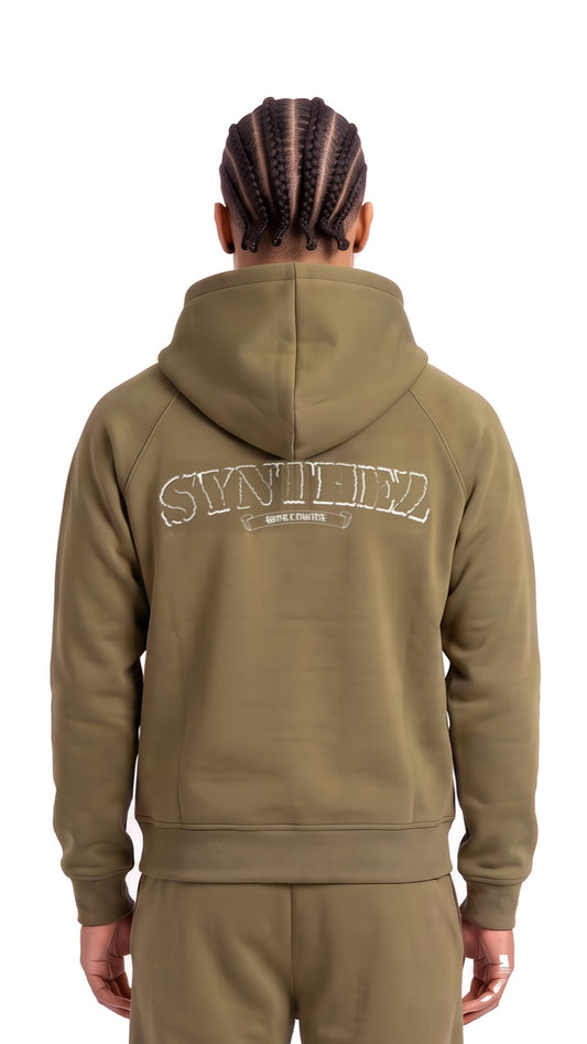Chrome Zipper Khaki am Model, hinten