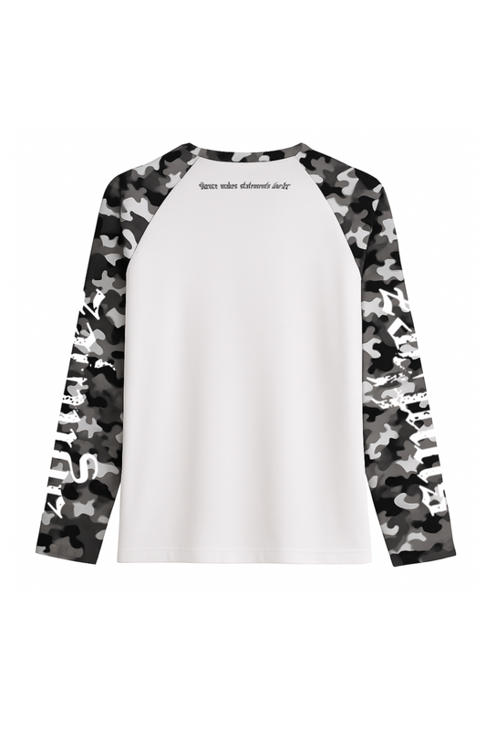 Longsleeve camouflage schwarz streetwear drop mit backprint