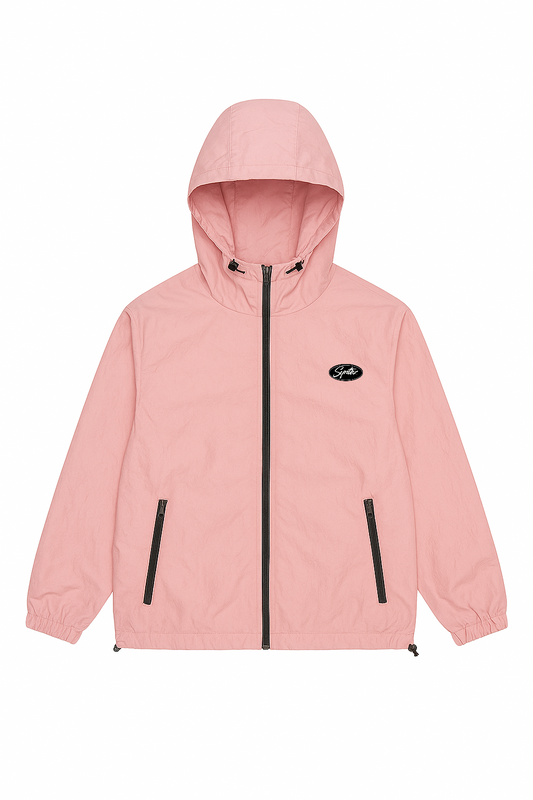 Windbreaker Jacke pink mit Kapuze und Reißverschluss
