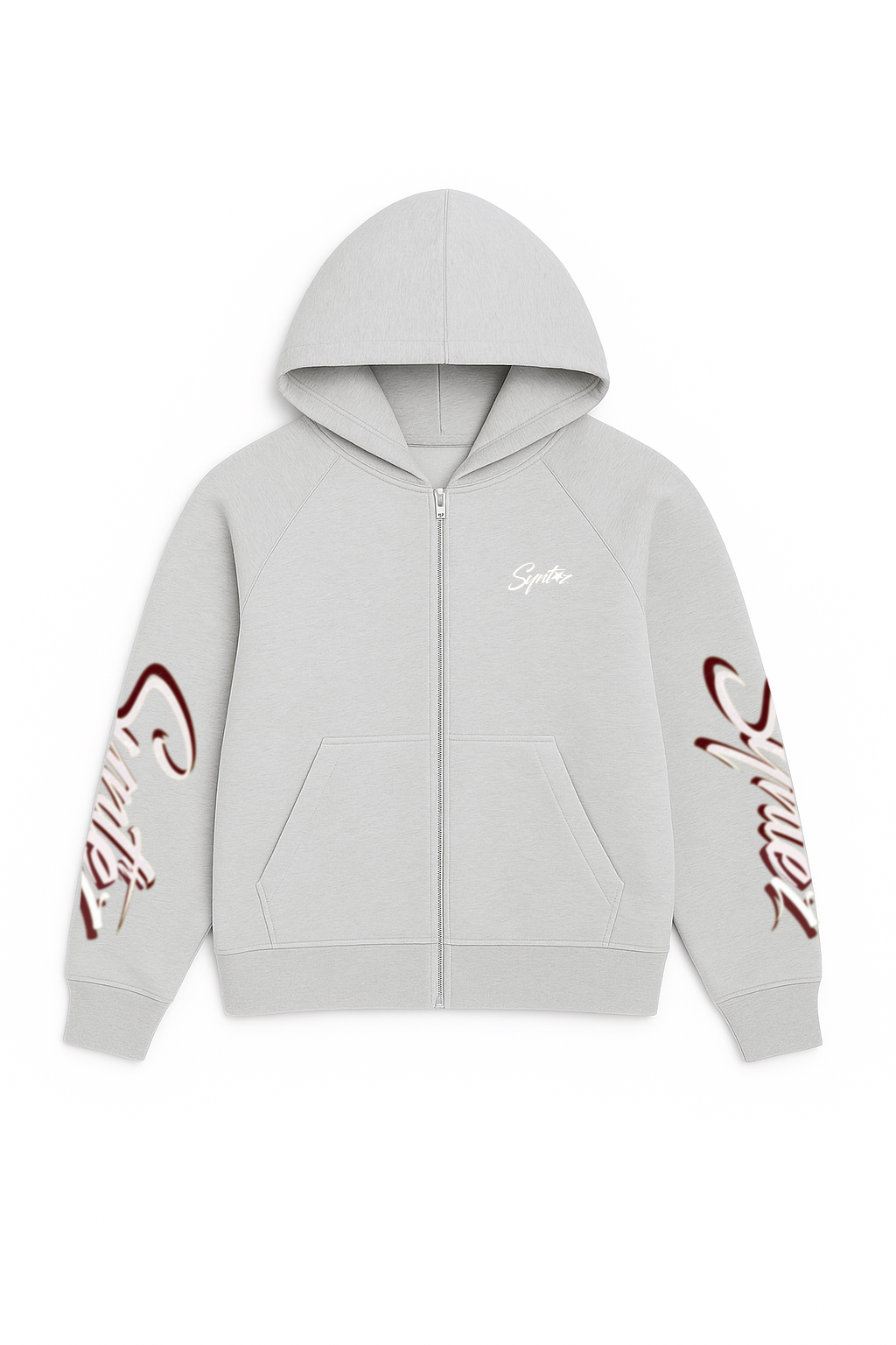 ZIP HOODIE SYNTHEZ SLEEVES GREY/RED
