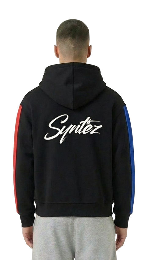 HOODIE STRIPES BLACK/BLUE/RED