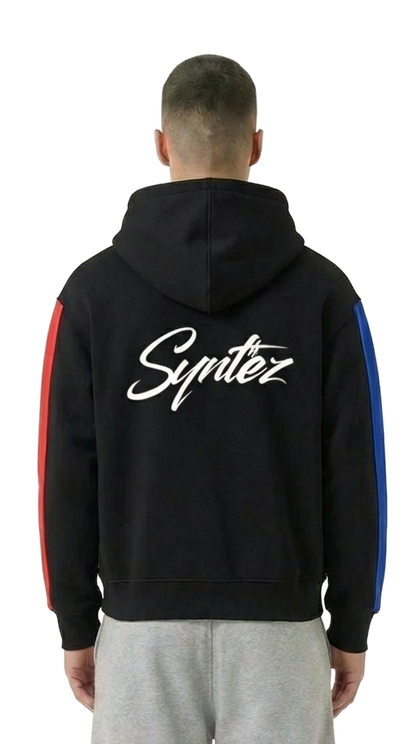 HOODIE STRIPES BLACK/BLUE/RED