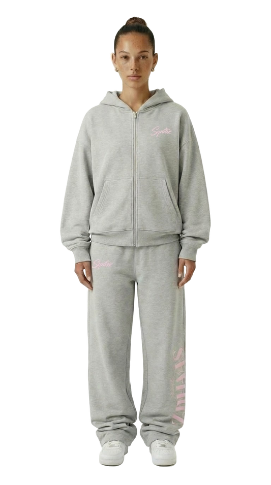 CHROME TRACKSUIT GREY/PINK BUNDLE (JOGGER + ZIPPER)
