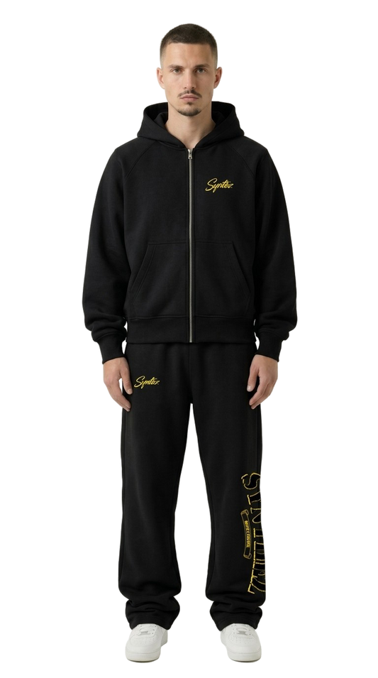 CHROME TRACKSUIT BLACK/YELLOW BUNDLE (JOGGER + ZIPPER)