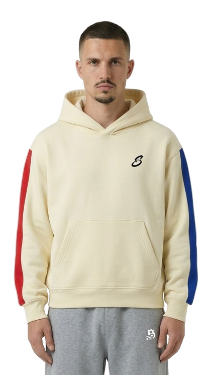 HOODIE STRIPES BEIGE/BLUE/RED