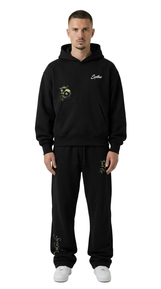 CAMOUFLAGE TRACKSUIT BUNDLE BLACK (JOGGER + HOODIE)