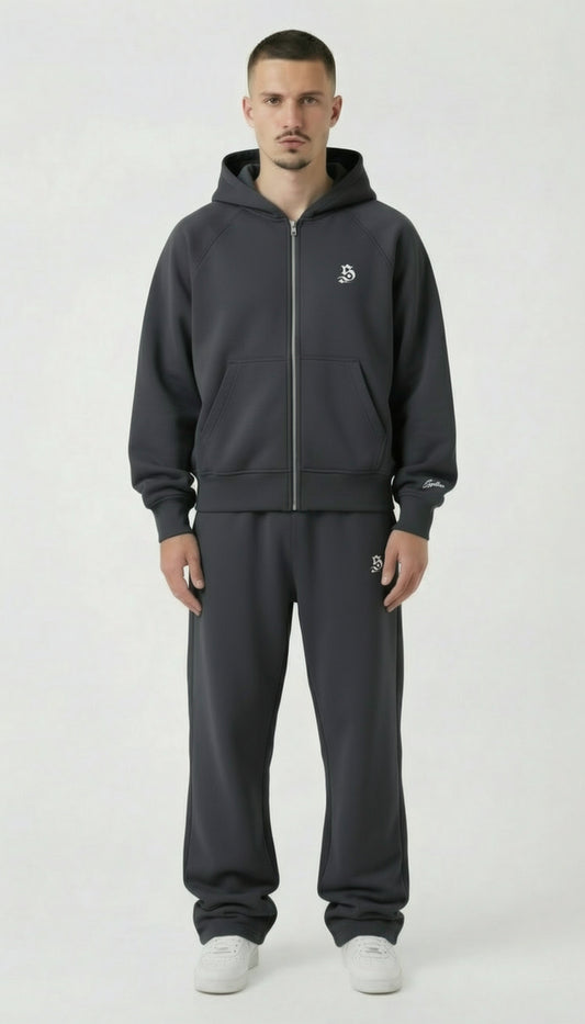 BASIC TRACKSUIT DARK GREY  (ZIPPER + JOGGER)