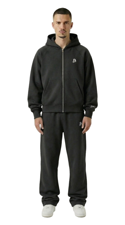 BASIC TRACKSUIT DARK GREY  (ZIPPER + JOGGER)