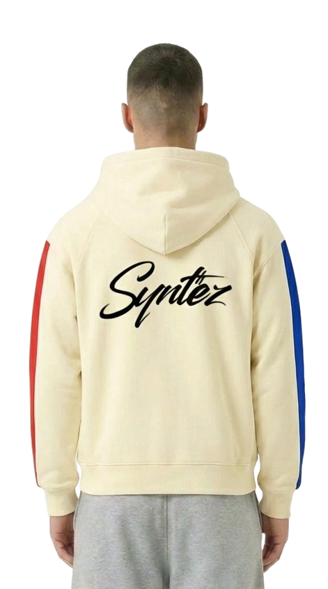 HOODIE STRIPES BEIGE/BLUE/RED
