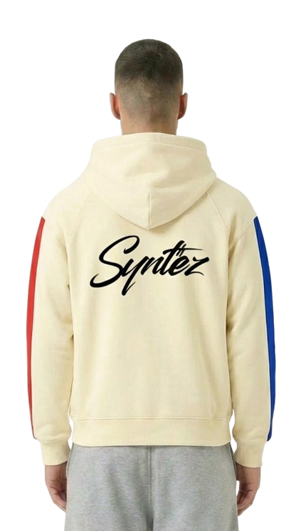 HOODIE STRIPES BEIGE/BLUE/RED