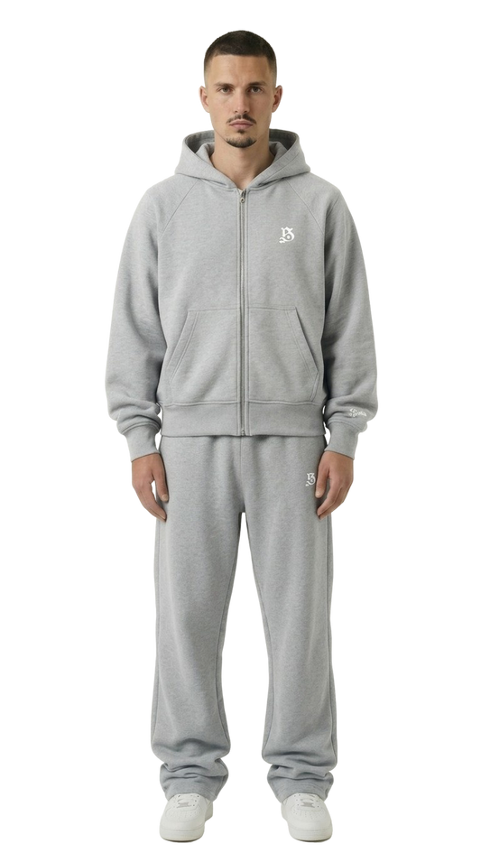 BASIC TRACKSUIT GREY  (ZIPPER + JOGGER)