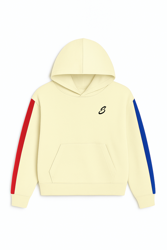 HOODIE STRIPES BEIGE/BLUE/RED