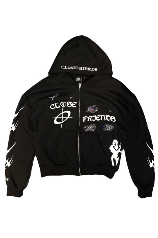 CLOSE FRIENDS RHINESTONES ZIPPER BLACK