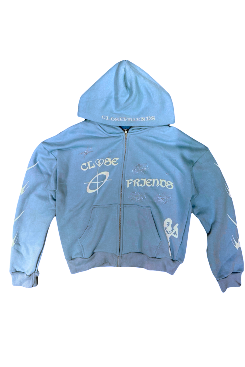 CLOSE FRIENDS RHINESTONES ZIPPER LIGHT BLUE