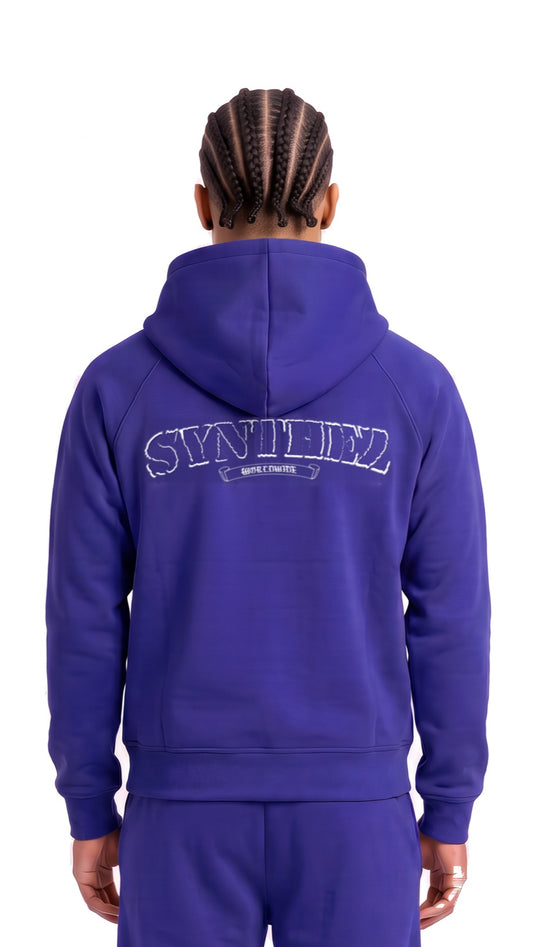 Chrome Zipper Blau am Model, hinten