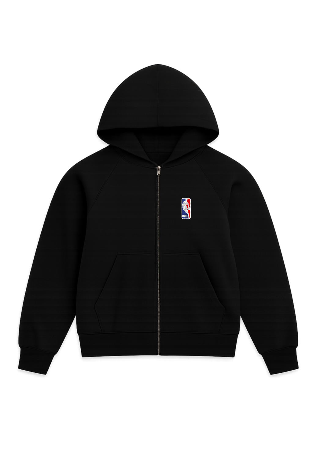 Schwarzer Streetwear College Zip Hoodie mit OVR Logo auf der Brust