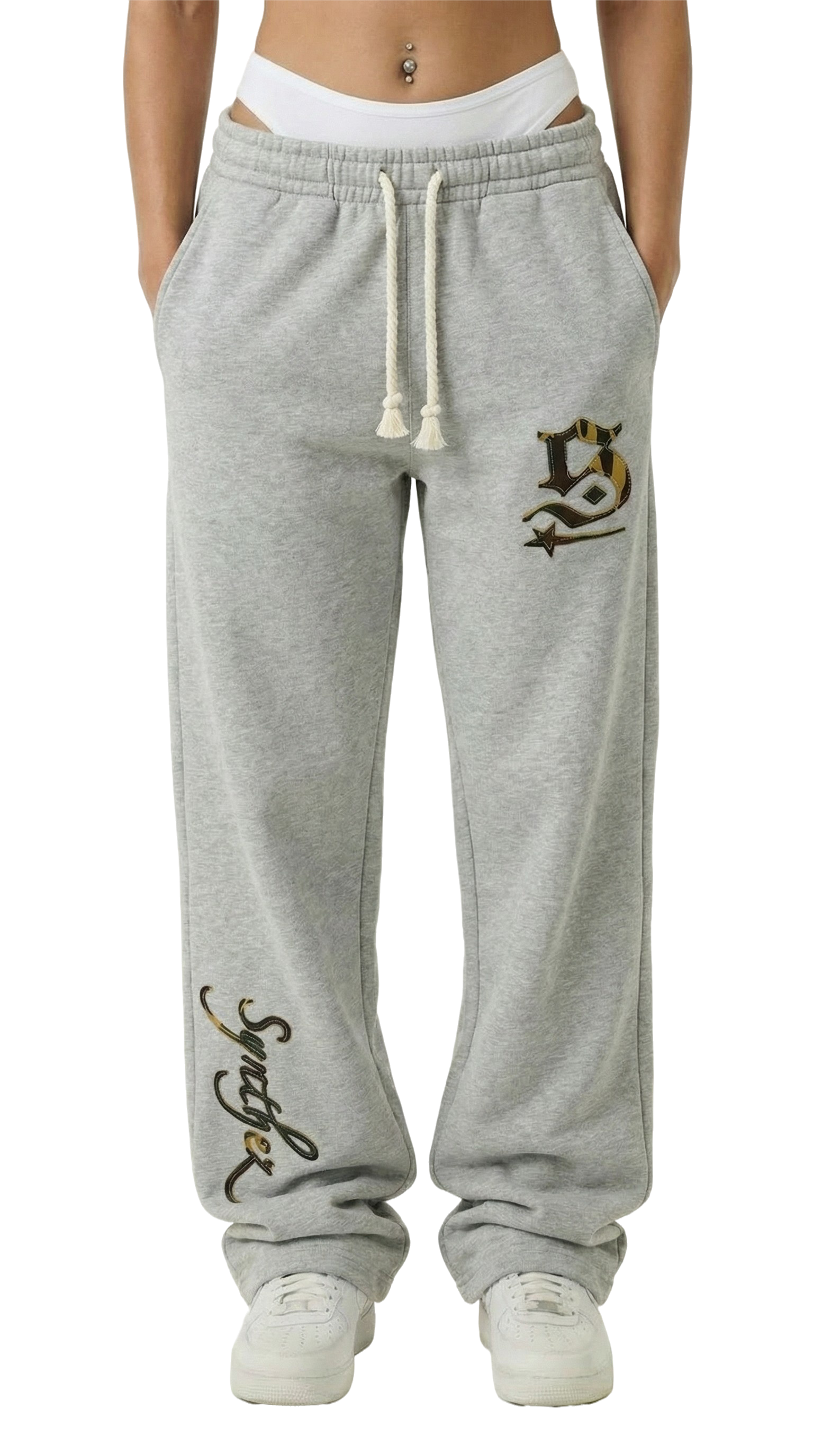 Jogger grau mit Camouflage Print für Damen