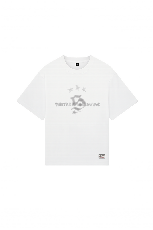 Weisses oversized fit T-shirt mit Print