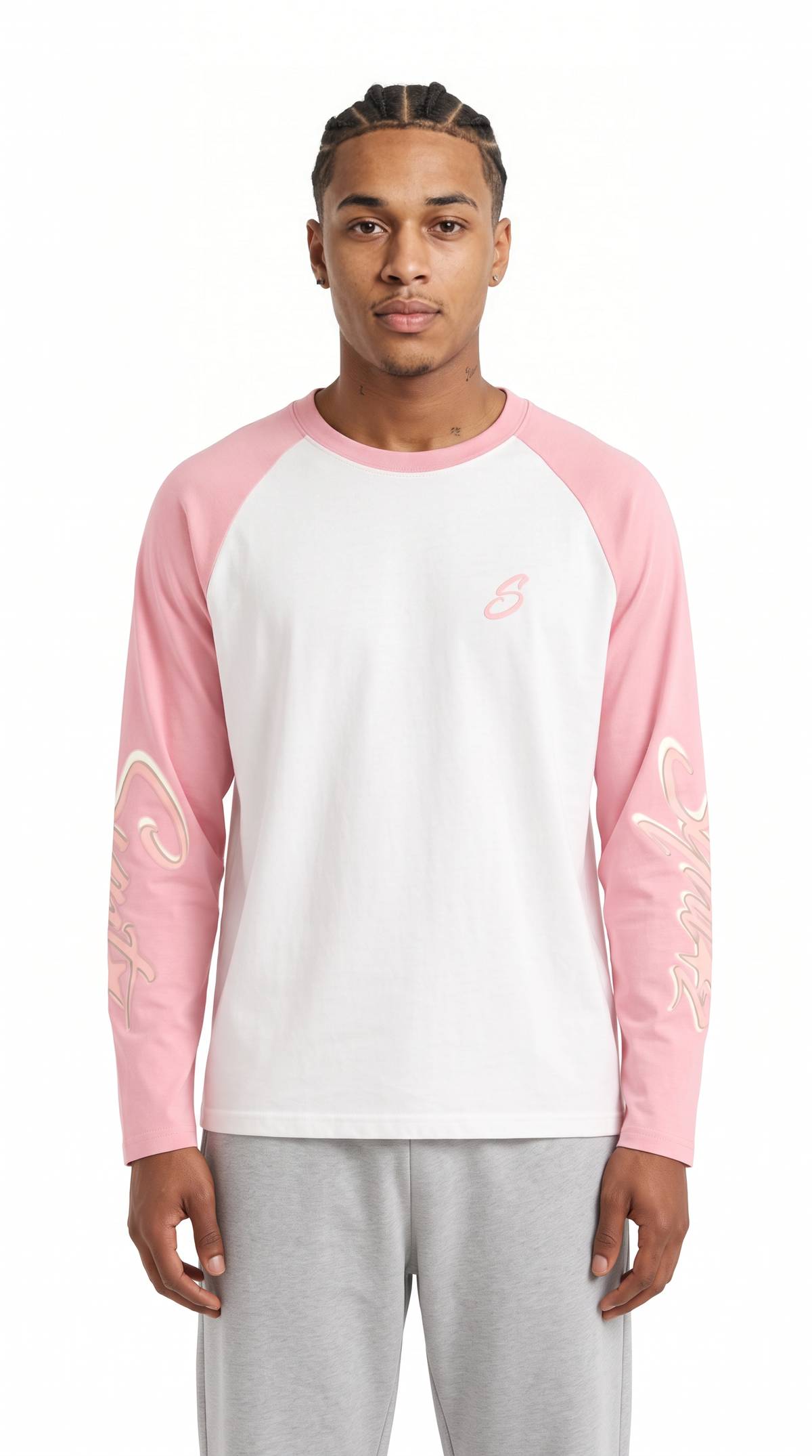 Longsleeve Classic Pink an Model, Frontansicht