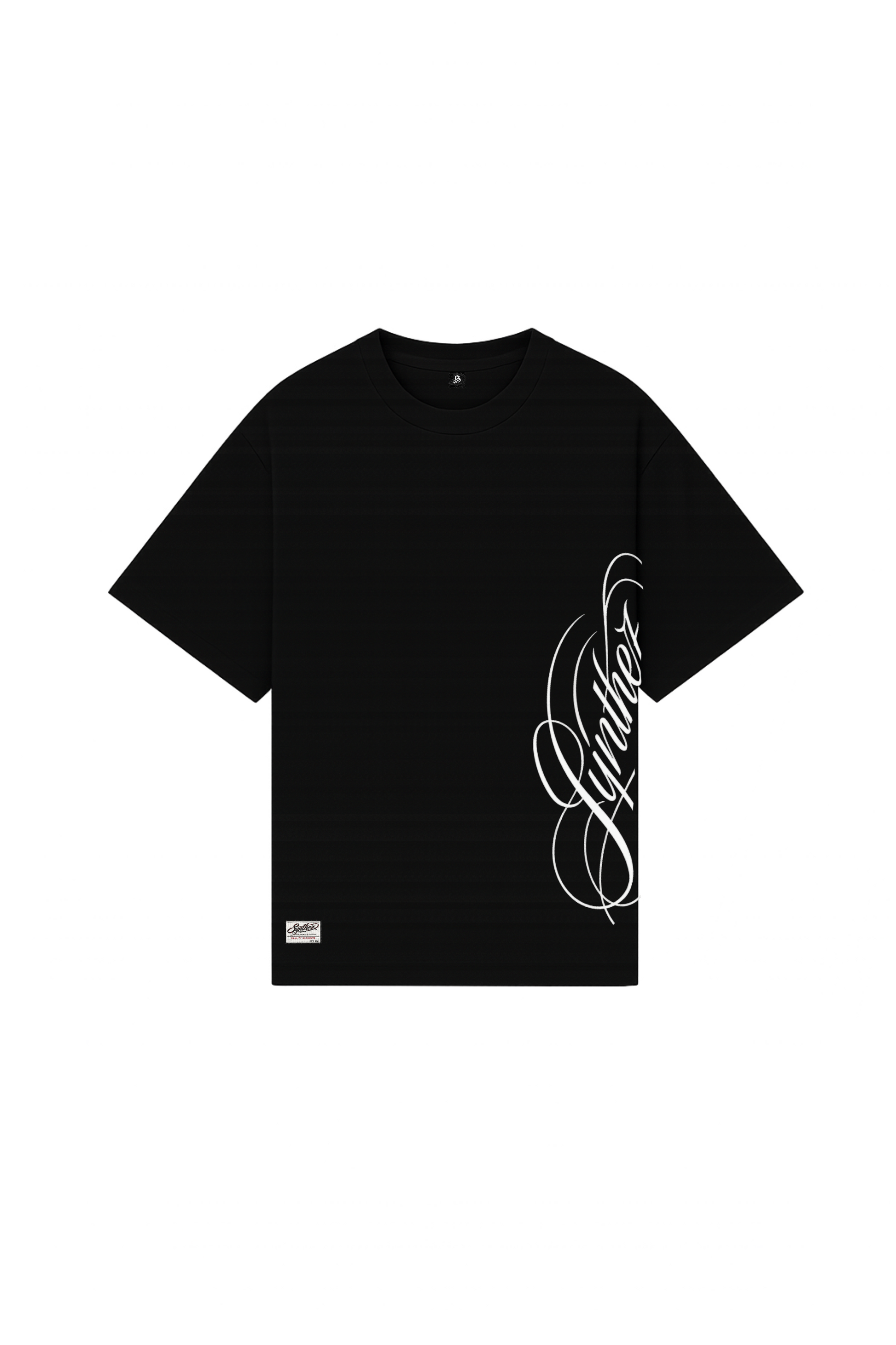 Schwarzes Streetwear T-Shirt mit Synthez Schriftzug