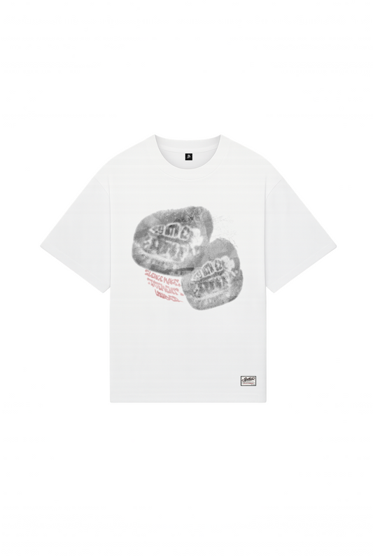 Weisses Streetwear T-Shirt mit Lippen Print 