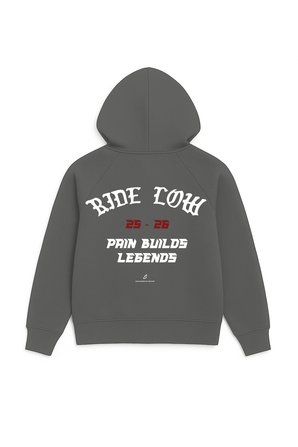 Zip Hoodie dunkelgrau relaxed fit mit weißem Backprint 