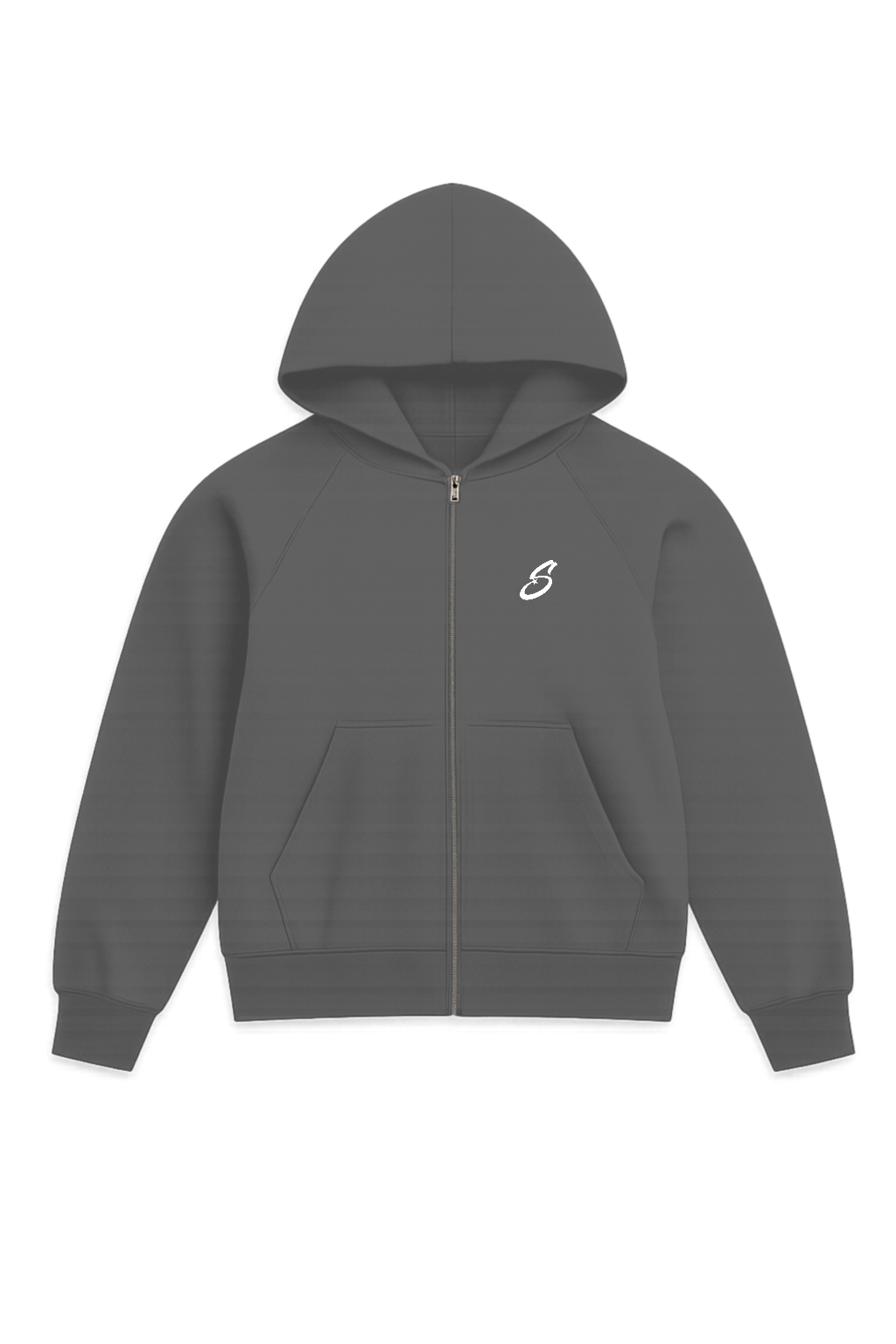 Zip Hoodie dunkelgrau relaxed fit mit weißem Synthez Logo auf der Brust