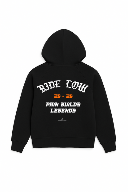 Zip Hoodie schwarz relaxed fit mit weißem Backprint 